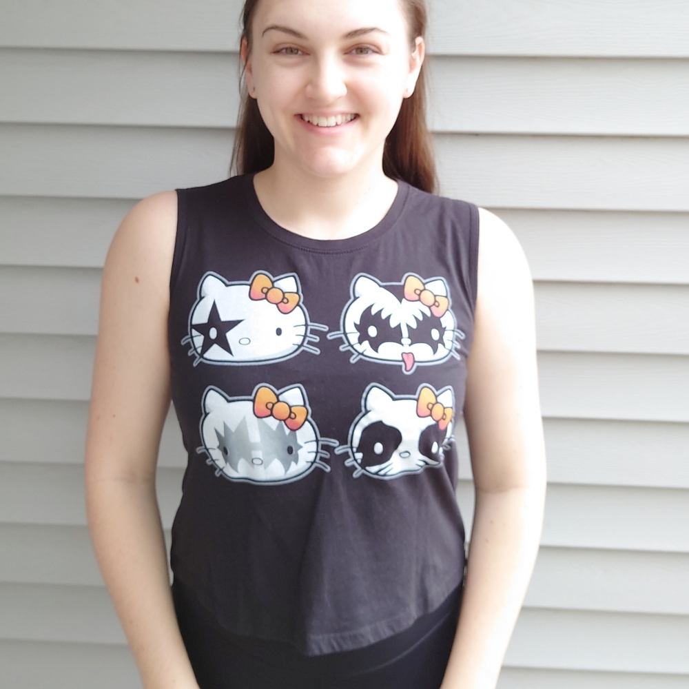 Sanrio Black "Kiss" Hello Kitty Crop Tank